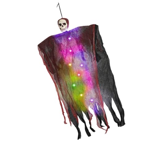 Hängende Geisterhafte Schädeldekoration Beleuchtetes Halloween Geisterer Skelett Hängende Ornament Für Garten Tür Vorgarten LED Skelettdekoration von alloneslife