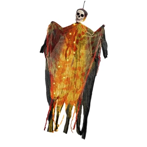 Hängende Geisterhafte Schädeldekoration Beleuchtetes Halloween Geisterer Skelett Hängende Ornament Für Garten Tür Vorgarten LED Skelettdekoration von alloneslife
