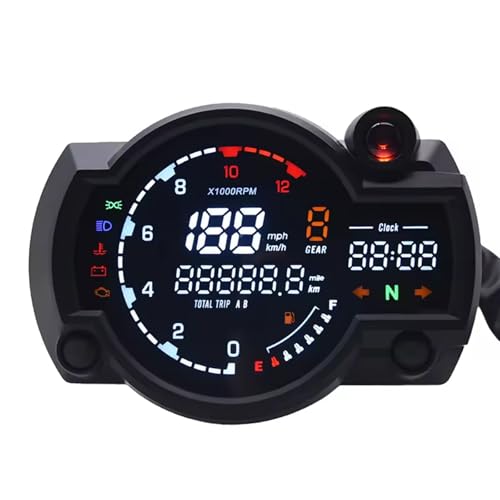 Multiple Merkmal Motorradmessgeräte Cluster Digitaler Tempel Tachometer Messer ABS Gehäuse 12 V Für Fahrräder Motorradzubehör LCD Instrument Cluster von alloneslife