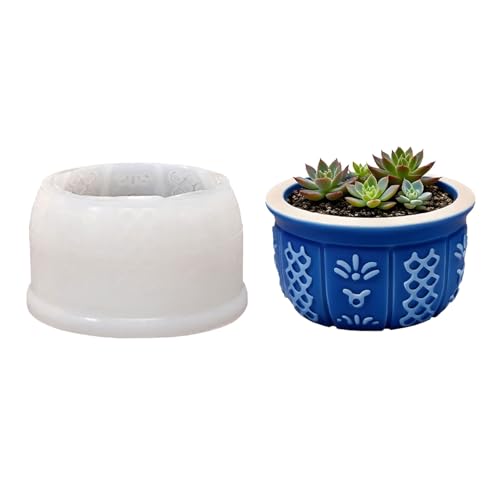 Runde Silikonpflanzerform Einzigartiges Blumenmuster Easy Demolding Wiederverwendbar Für Innen Und Dekoration Innenraum Dekoration Projekt Runde Strukturierte Pflanzgefäße Form von alloneslife