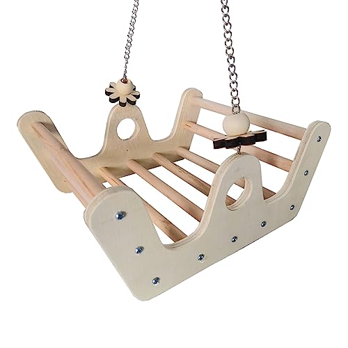 Vogelschaukel Spielzeug Naturholz Sitzstange Holz Kauspielzeug Käfig Zubehör für kleine Vögel Papageien einfach zu montieren Vogelschaukel Holzstange natürlicher Ständer Kauspielzeug für von alloneslife