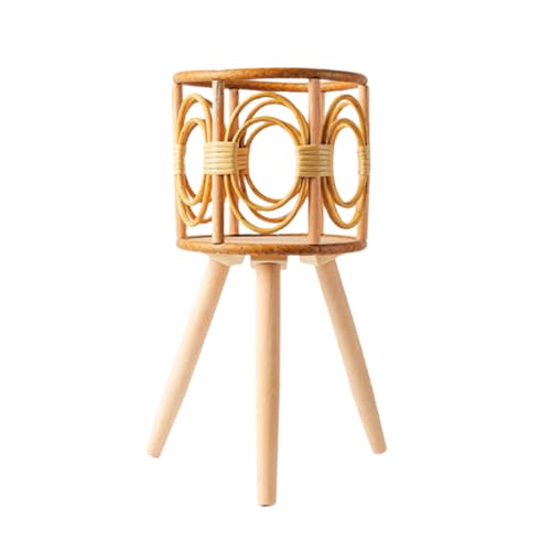 alloneslife Handgewebtes Rattan Pflanzenständer Rack Moderner Innenboden Pflanzer Mit Holzbein Für Wohnzimmer Schlafzimmer Balkon Großgröße Weidenpflanzen Ständer Innenräume von alloneslife