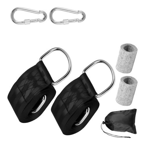 alloneslife Robuste Hollywoodschaukel-Befestigung mit Karabinern für Outdoor, Camping, Garten, Aufhängegurt, verstellbarer Hängemattengurt mit Karabinern von alloneslife