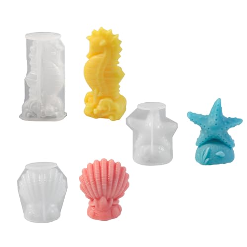 alloneslife Silikonformen, Mehrzweckform, große Muschelform, stabile Silikon-Quetschform für Werkzeug, Schokolade, Süßigkeiten, Kuchen, Seife, Basteln, Heimdekoration (3-teiliges Set) von alloneslife