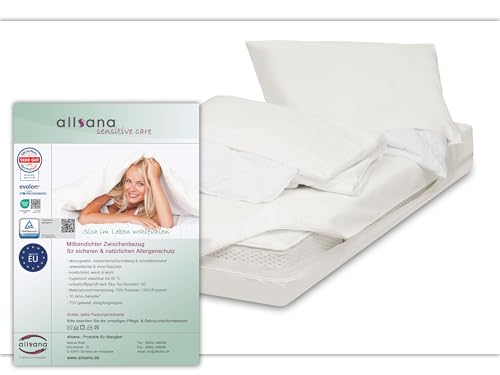 allsana Allergiker Encasing Set 3- teilig | Kissenbezug 40x80cm + Deckenbezug 155x220cm + Matratzenbezug 90x200x16cm | Allergie Bettwäsche | Milbenschutz | allergendichte Zwischenbezüge von allsana