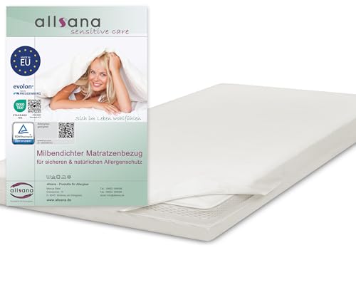 Allsana Allergiker Matratzenbezug für Topper 140x200x8 cm | Anti Milben Encasing für Topper| Milbenschutz für Hausstauballergiker | milbendichter Zwischenbezug für den Matratzentopper | TÜV geprüft von allsana