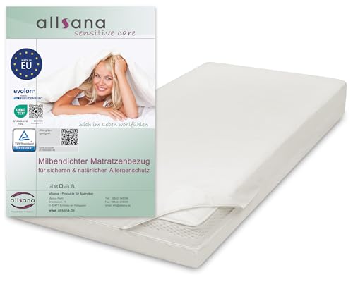 Allsana Allergiker Matratzenbezug 80x200x20 cm | Allergie Bettwäsche | Anti Milben Encasing | Milbenschutz für Hausstauballergiker | Zwischenbezug für die Matratze | TÜV geprüft von allsana