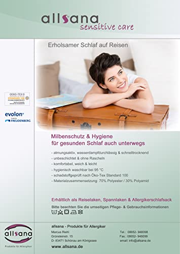 allsana Sensitive Care Reiselaken 180x260 cm, weiß, Allergiker Milbenschutz, allergendicht von allsana