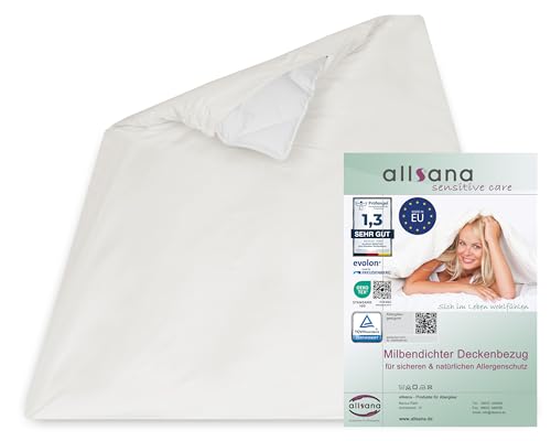 Allsana Allergiker Deckenbezug 155x220 cm | Allergie Bettwäsche | Anti Milben Encasing Milbenschutz für Hausstauballergiker | Überlänge | allergendichter Zwischenbezug für die Bettdecke | TÜV geprüft von allsana