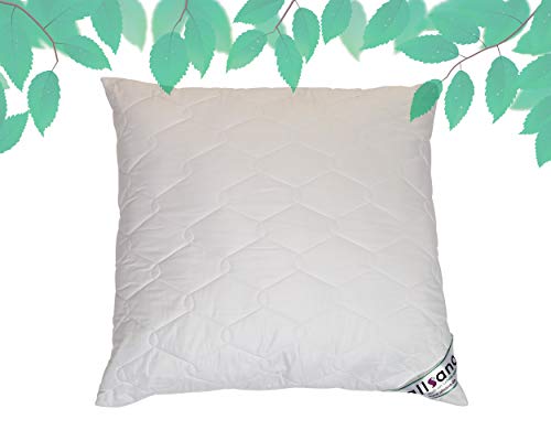 allsana Tencel® Klimafaser Kopfkissen 80x80 cm, Lyocell Kopfkissen voll waschbar bei 60°C, voll waschbares Kissen für Allergiker, atmungsaktiv von allsana