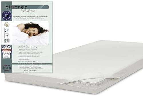 allsaneo Premium Allergiker Matratzenbezug 180x200x8 cm | Allergie Bezug extra weich und leicht | Anti Milben Encasing | Milbenschutz | allergendichter Zwischenbezug | TÜV geprüft von allsana