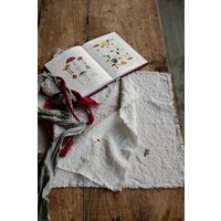 Bestickte Hellgraue Leinen Geschenkverpackung Wiederverwendbare Servietten von allthebeautifullinen