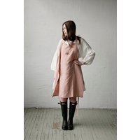 Dusty Rose Traditionelle Schürze, Leinenschürze, Handstickerei, Küchenschürze, Kochschürze, Leinenschürze Für Frauen, Geschenk Frauen von allthebeautifullinen