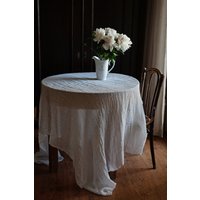 Weiß Gewaschene Leinen Tischdecke Schiere Leichte Rechteckige Esstischdecke von allthebeautifullinen