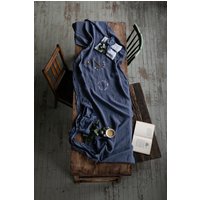 staubblauer Leinen Tischläufer Handbestickt von allthebeautifullinen