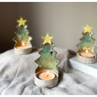 Handgemachte Keramik Weihnachtsbaum Teelichthalter/Kerzenhalter/ Geschenk Für Sie von allthingsBISQD