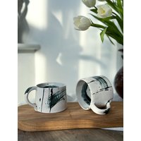 Schwarz & Weiß Splatter Tassen/Cappuccino Tasse Duo Schwarz & Weiß Splatter Tassen/Cappuccino Tasse Duo von allthingsBISQD