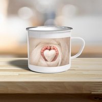 Emaille Becher Weiß Personalisiert Mit Eurem Text Oder Foto Bedruckt von allyours24
