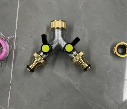 2-Wege Wasserhahn Verteiler, almaio 3/4 Zoll Messing Wasserverteiler Garten, 2 Stück 3/4" auf 1/2" Adapter, Wasseranschluss Verteiler mit Wasserdichtem Band und 4PCS Gummiringen, Für Zuhause, Garten 2-Wege Wasserhahn Verteiler, almaio 3/4 Zoll Messing Wasserverteiler Garten, 2 Stück 3/4" auf 1/2" Adapter, Wasseranschluss Verteiler mit Wasserdichtem Band und 4PCS Gummiringen, Für Zuhause, Garten von almaio