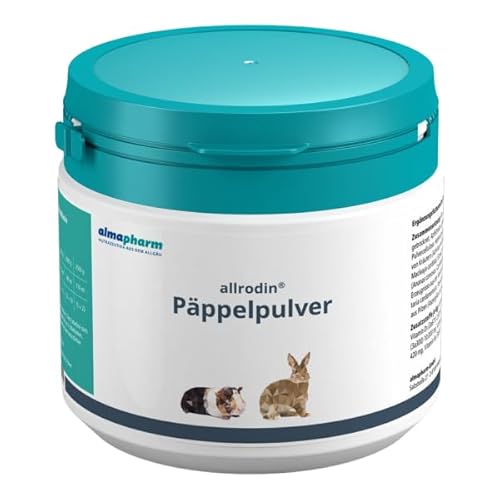 almapharm allrodin Päppelpulver | 200 g | Ergänzungsfuttermittel für Kaninchen, Meerschweinchen & Kleinnager | Zur Unterstützung der Rekonvaleszenz | Wiederverschließbare Dose von almapharm