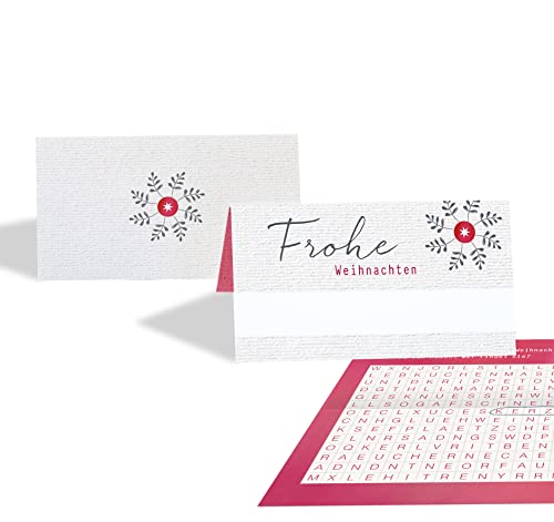 15 Tischkarten Set Platzkarten WEIHNACHTEN ZWEIGE mit Stern mit Spiel innenseitig, Weihnachtsfeier Namenskarte Firmenfeier Weihnachten von almira Design