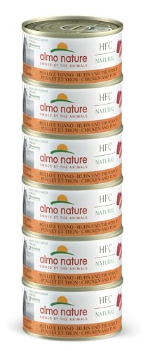 Almo Nature HFC Natural - Nassfutter für ausgewachsene Katzen - Huhn & Thunfisch - Human Grade, Glutenfrei - 6 x 70g von almo nature