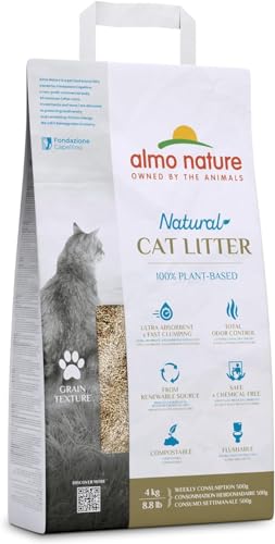 Almo Nature Ultra Assorbent Katzenstreu – Getreidestruktur, kompostierbar, totale Geruchskontrolle und staubfrei – 4 kg von almo nature