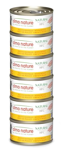 Almo Nature HFC Natural - Nassfutter für ausgewachsene Katzen - Hühnerfilet - Human Grade, Glutenfrei & Monoprotein - 6 x 70g von almo nature