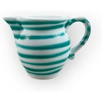 Österreich Handbemalte Gmundner Keramik Milchgießer Grüngeflammt Ø8, 3 cm Handgefertigtes Keramos Geschirr von aloisstudio