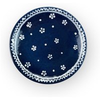 Österreich Handbemalte Gmundner Keramik Unterteller Dirndl Blau Ø15 cm Handgefertigtes Keramos Geschirr von aloisstudio