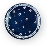 Österreich Handbemalte Gmundner Keramik Unterteller Dirndl Blau Ø15 cm Handgefertigtes Keramos Geschirr von aloisstudio