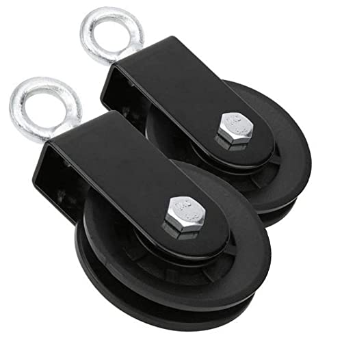 2PCS 90mm Seilrolle mit U Haltebügel, Block Umlenkrollen für Seile,360° Kabel Pulley für Schaukelzubehör, Wäscheleine, Latzug, Latzugstange, Seilzug Fitness von alouweekuky