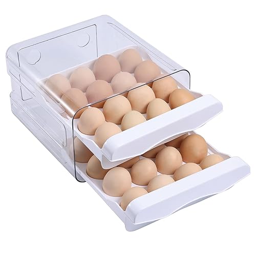 alouweekuky 32 Gitter Eier Aufbewahrung KüHlschrank,Doppelschicht Eierhalter KüHlschrank,EierbehäLter Für KüHlschrank Geeignet Für Die Aufbewahrung Im Kühlschrank und In Der Küche von alouweekuky