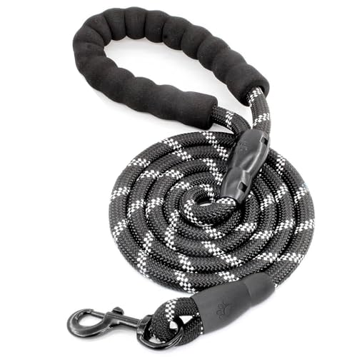 alouweekuky Hundeleine für Hunde, 3M/1.2CM Schleppleine Große Hund, Reflektierende Dog Leash, Trainingsleine für mittelgroße und große Hunde (Schwarz, 3M) von alouweekuky