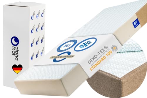 alpha mat Matratze 80x200 hart, Taschenfederkernmatratze Revelation, Schlafmatratze Härtegrad H3, Oeko-Tex, Kühlender Stoff Alpha Cool, Rollmatratze, Höhe 20 cm von alpha mat
