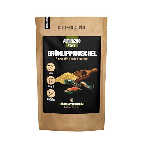 alphazoo Grünlippmuschel Hund, Katze & Meerschweinchen UVM. I Neuseeländisches Grünlippmuschel Pulver 250 g I Natürliches Gelenkpulver in Vollfett-Qualität von alphazoo