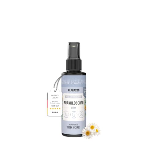 alphazoo Juckreiz Katze Brandlöscher 100 ml – Anti-Juckreiz-Spray & Wundspray gegen Kratzen, Jucken & Hotspots – Sanftes Hautpflegespray nach Milben, Allergien & Grasmilben – Fellpflege & Beruhigung von alphazoo