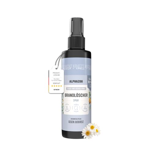 alphazoo Juckreiz Katze Brandlöscher 250 ml – Anti-Juckreiz-Spray & Wundspray gegen Kratzen, Jucken & Hotspots – Sanftes Hautpflegespray nach Milben, Allergien & Grasmilben – Fellpflege & Beruhigung von alphazoo