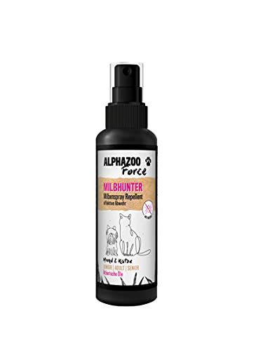 alphazoo MilbHunter Anti Milben-Spray für Hunde, Katzen, Pferde & Hühner 100 ml I Natürliches Milbenmittel mit Langzeitschutz I Gegen Milbenbefall von alphazoo