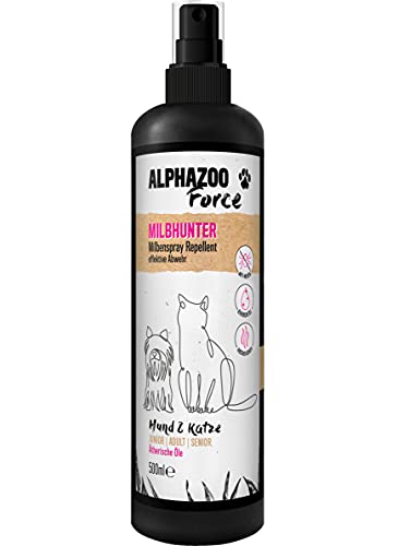 alphazoo MilbHunter Anti Milben-Spray für Hunde, Katzen, Pferde & Hühner 500 ml I Natürliches Milbenmittel mit Langzeitschutz I Gegen Milbenbefall von alphazoo