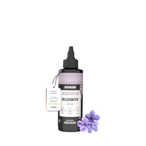 alphazoo MilbHunter Spot-On für Hunde 100ml – Natürliches Mittel gegen Milben, Zecken & Flöhe – Effektiver Spot-On Schutz für Hunde Aller Größen von alphazoo