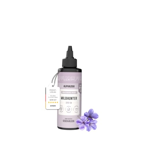 alphazoo MilbHunter Spot-On für Katzen 100 ml – Natürlicher Milbenschutz bei Ohrmilben, Haarbalgmilben & Grabmilben – Hautpflege & Juckreizlinderung alphazoo MilbHunter Spot-On für Katzen 100 ml – Natürlicher Milbenschutz bei Ohrmilben, Haarbalgmilben & Grabmilben – Hautpflege & Juckreizlinderung von alphazoo