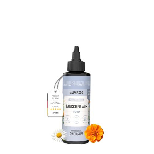 alphazoo Ohrenreiniger für Katzen 100 ml -Lauscher-Auf Ohrenreiniger für Katze – natürliche, sanfte Ohrentropfen bei Entzündungen & Milben – effektive Reinigung & juckreizlindernde Ohrhygiene von alphazoo