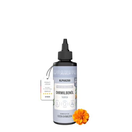 alphazoo Ohrmilbenöl für Katzen 100ml – Natürliche Ohrpflege & Reinigung mit Aloe Vera & Calendula – Beruhigende Ohrentropfen gegen Ohrmilben & Ohrräude – Sanfte Pflege für Katzenohren von alphazoo