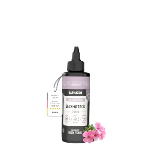 alphazoo ZeckAttack Spot-On für Hunde 100 ml – Natürliches Zeckenmittel mit Geraniol & Lavendelöl – Effektiver, hautverträglicher Zeckenschutz ohne Chemie von alphazoo