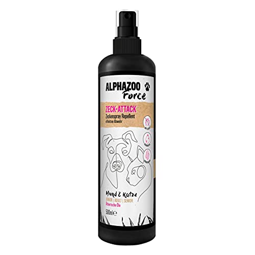 alphazoo Zeck-Attack Anti Zecken Spray für Hunde, Katzen & Pferde 500 ml I Natürliches Mittel gegen Zecken mit Sofortwirkung I Langzeit Zecken Schutz von alphazoo