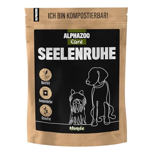 alphazoo Seelenruhe I Natürliches Beruhigungsmittel für Hunde I 50 x Tabletten mit Hanföl und Baldrian | Gegen Stress und Angst | Für mehr Entspannung von alphazoo