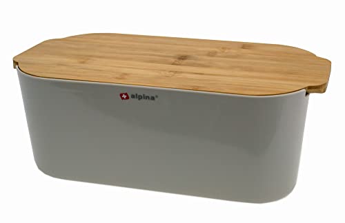 Alpina Brotaufbewahrungsbox 33x18,5x12 cm - Brotkasten mit Bambusdeckel - Deckel auch als Schneidebrett - Kompakte Größe - Zur Aufbewahrung von Brot - Küchenzubehör Alpina Brotaufbewahrungsbox 33x18,5x12 cm - Brotkasten mit Bambusdeckel - Deckel auch als Schneidebrett - Kompakte Größe - Zur Aufbewahrung von Brot - Küchenzubehör von alpina