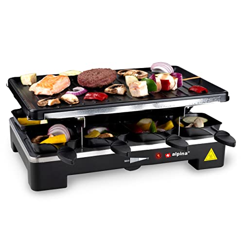 Alpina Raclette Grill - mit Pfannen und Spachteln - 1400 Watt - 8 Personen, 8711252182247 von alpina