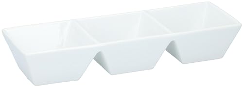 alpina Dipschalen Set 3 Behälter - Tapas Schalen für Snacks und Dips - Porzellan Snackschale - Spülmaschinenfest - 28 x 8,5 x 3 cm - Perfekt für Partys und Geburtstage - Weiß von alpina